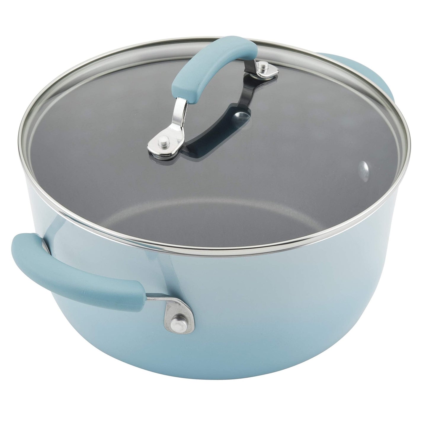 Rachael Ray-Rachael Ray Brights Nonstick Cookware Pots and Pans Set with LocknLock Containers, 19 Piece, Sky Blue - Brandat Outlet