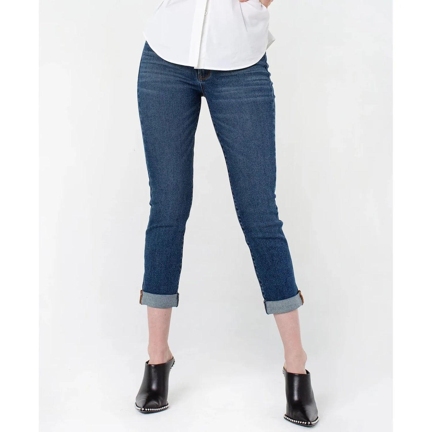 RACHEL-RACHEL Womens Roll Cuff Girlfriend Jeans, Blue, Size: 4 - Brandat Outlet