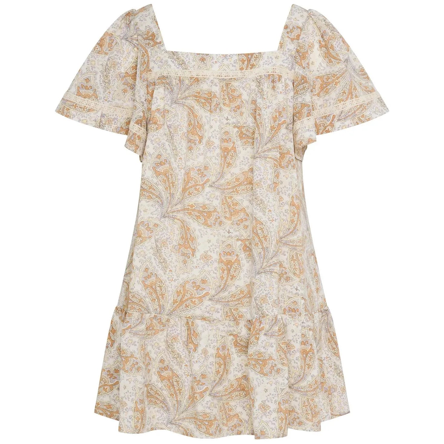 RAHI-RAHI Printed Lace-Trim Dress, Multi, Size: M - Brandat Outlet
