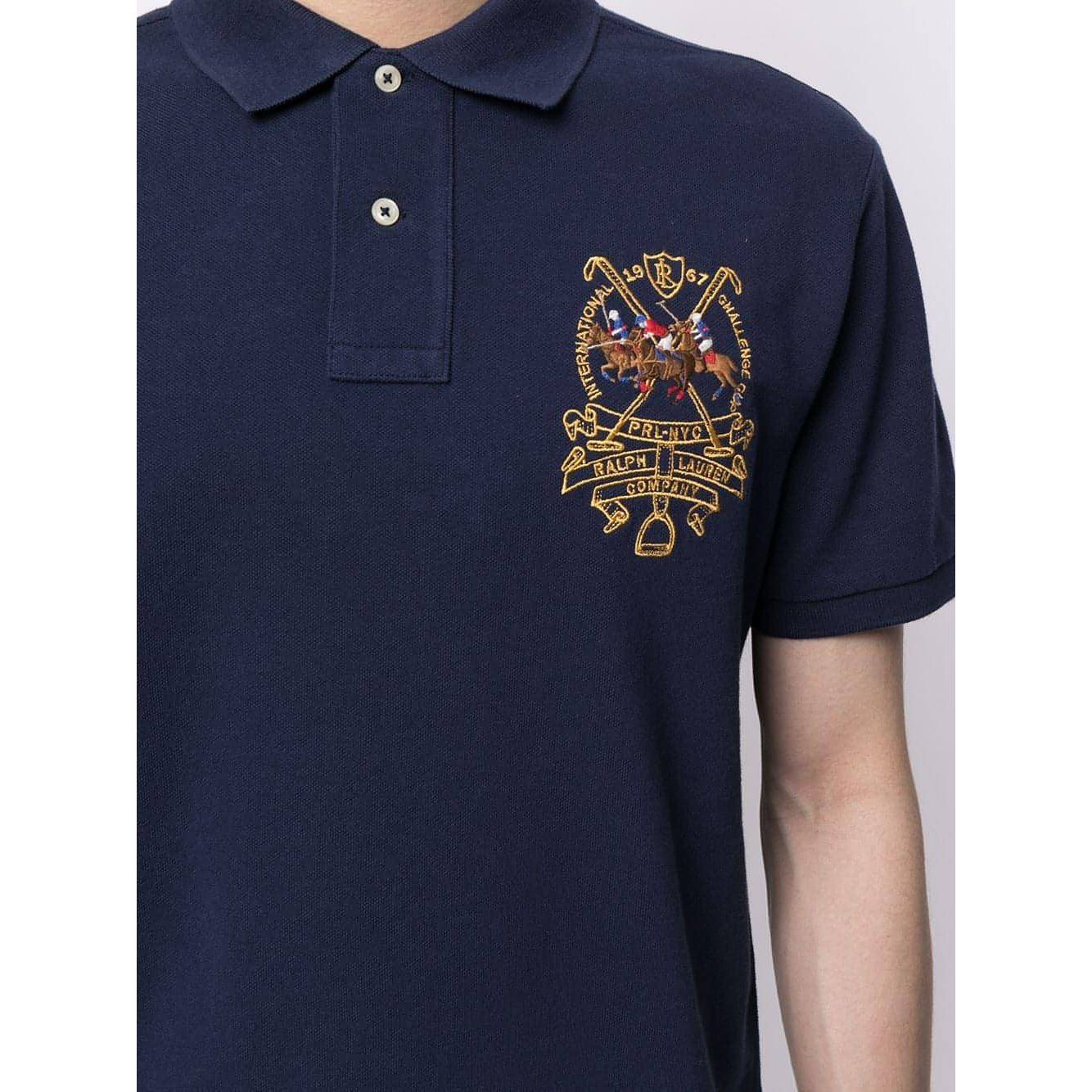 Polo Ralph Lauren-Ralph Lauren Polo Shirt for Men ,custom Slim Fit Triple-Pony (Navy Blue) - Brandat Outlet