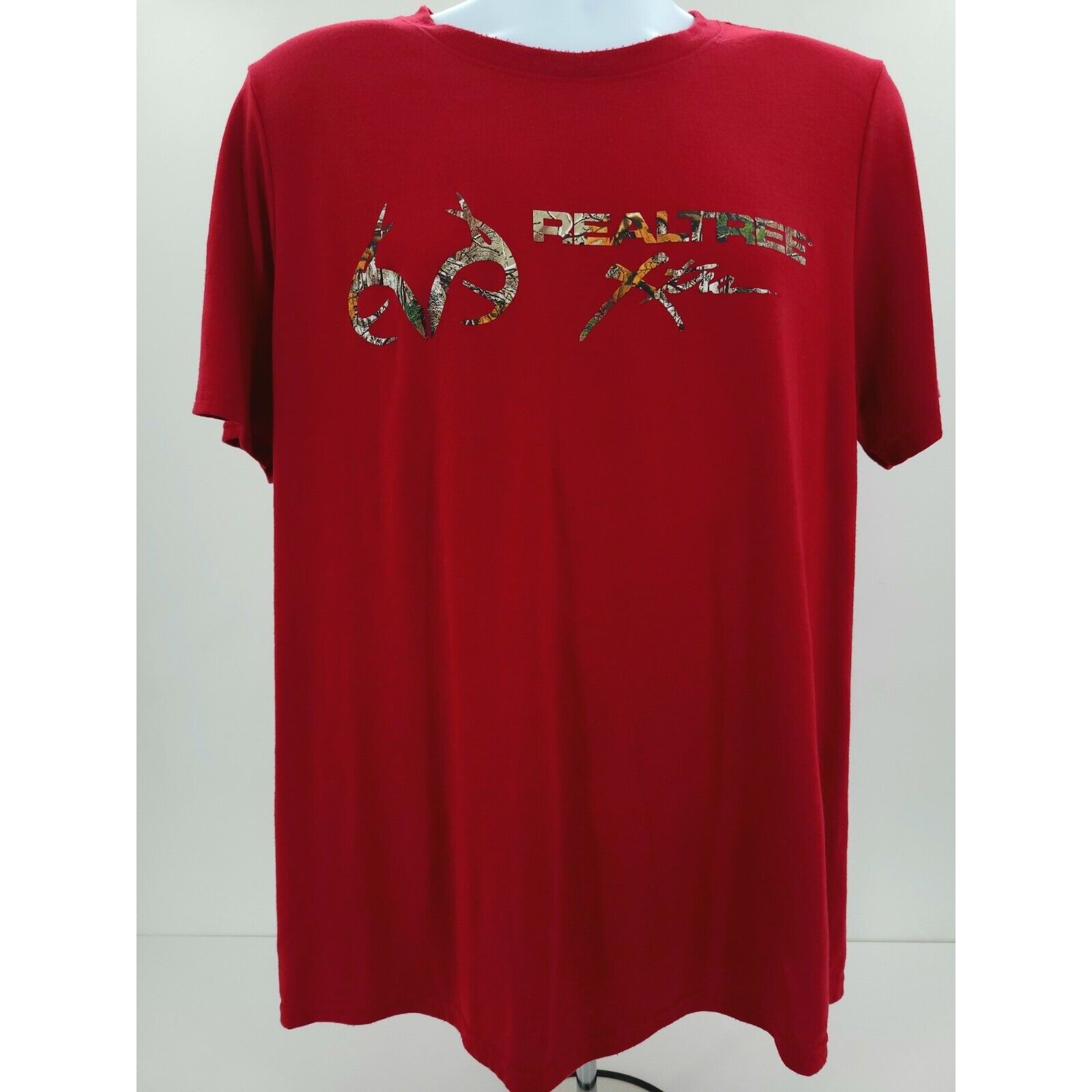 RealTree-RealTree Red Logo Deer Antler Pattern Short Sleeve T-Shirt Mens - Brandat Outlet