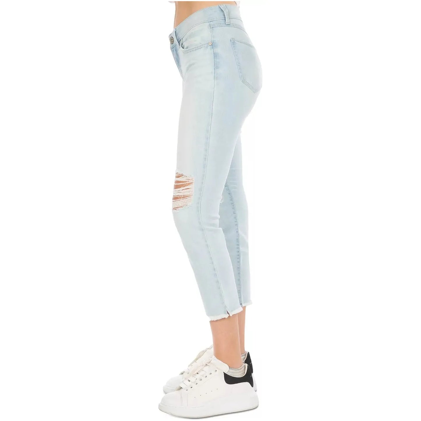 Rewash Juniors Distressed Cropped Skinny Jeans, Blue, Size: 5 (Small)