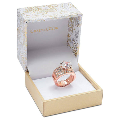 Charter Club-Rose Gold Tone Crystal Triple Row Ring, Created for Macys - Brandat Outlet