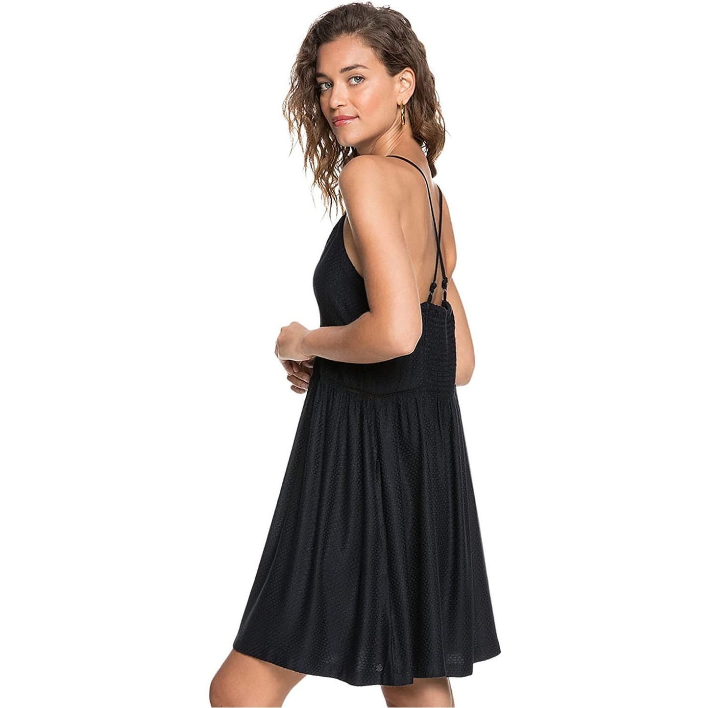 Roxy woman's New Silver Light Strappy Woven Dress Dress - Black - Brandat Outlet