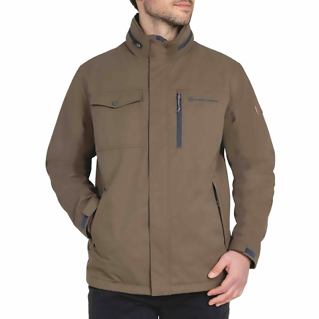 Rugged Elements Men Tech Canvas Jacket Full Zip Coat  Saddle Brown
