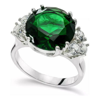 CHARTER CLUB-EDI/CBC-Silver Plated Green Crystal Ring, Created for Macys - Brandat Outlet