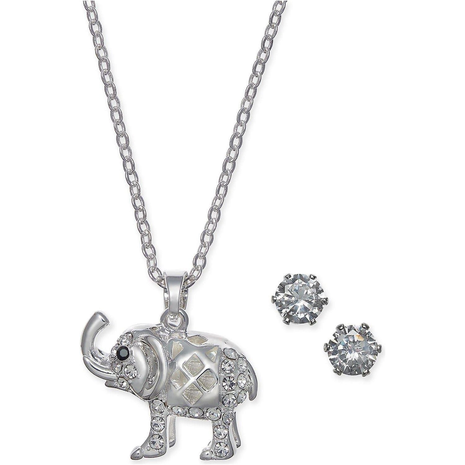 Silver-Tone 2-Pc. Set Crystal Elephant Pendant Necklace & Stud Earrings - Brandat Outlet, Women's Handbags Outlet ,Handbags Online Outlet | Brands Outlet | Brandat Outlet | Designer Handbags Online |