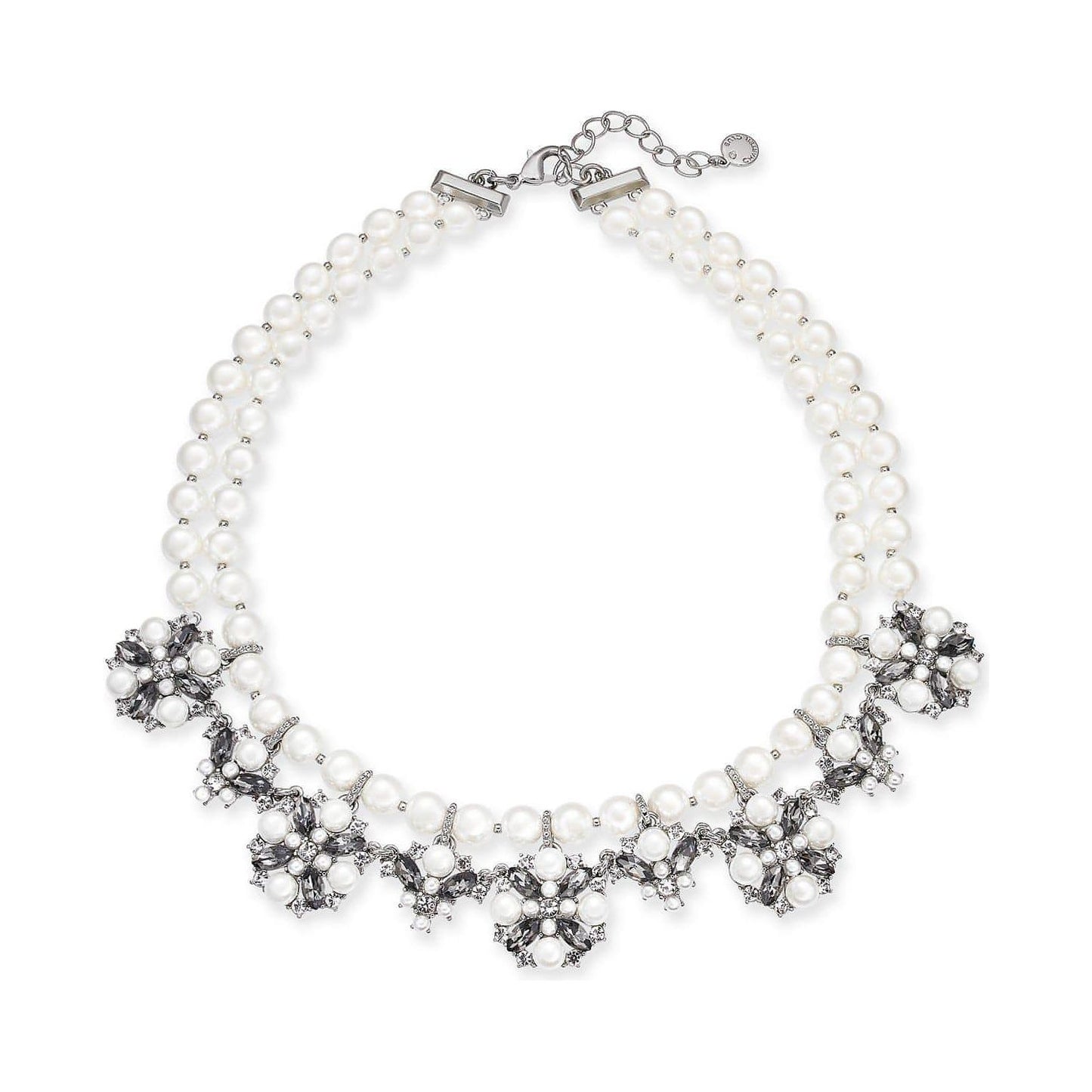 Silver-Tone Imitation Pearl, Crystal & Stone Double Row Collar Necklace - Brandat Outlet, Women's Handbags Outlet ,Handbags Online Outlet | Brands Outlet | Brandat Outlet | Designer Handbags Online |