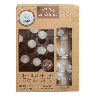 Studio Mercantile Micro Balls Shimmer LED String Lights 10 Feet - 3 M - 40 Warm White Bulbs -Battery Powered 3V
