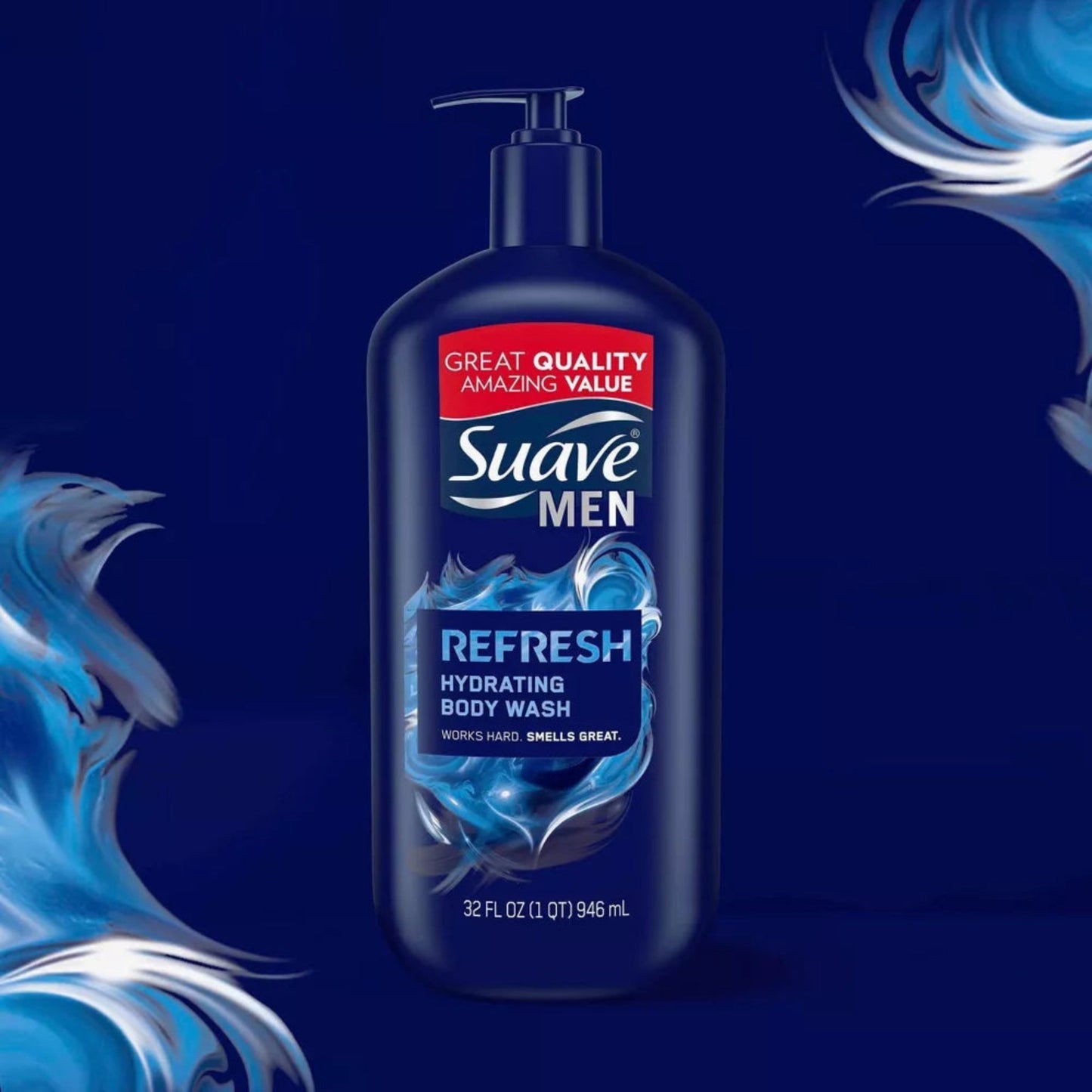 Suave Men's Refresh Hydrating Body Wash Pump (946mL)