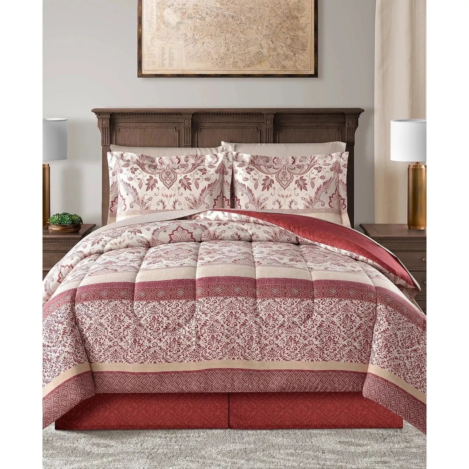 Sunham Delaney Reversible 6-Pc. Twin XL Comforter Set - Brandat Outlet