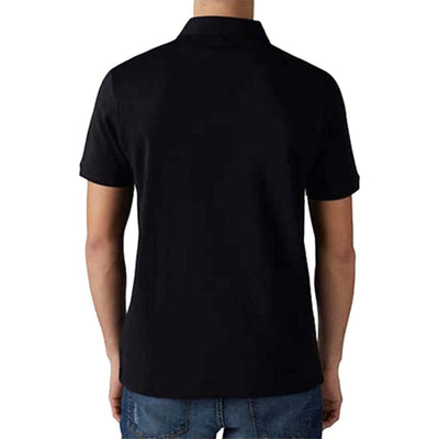 Tahari Mens Soft Knit Chambray Placket Polo Golf Shirt (Black)