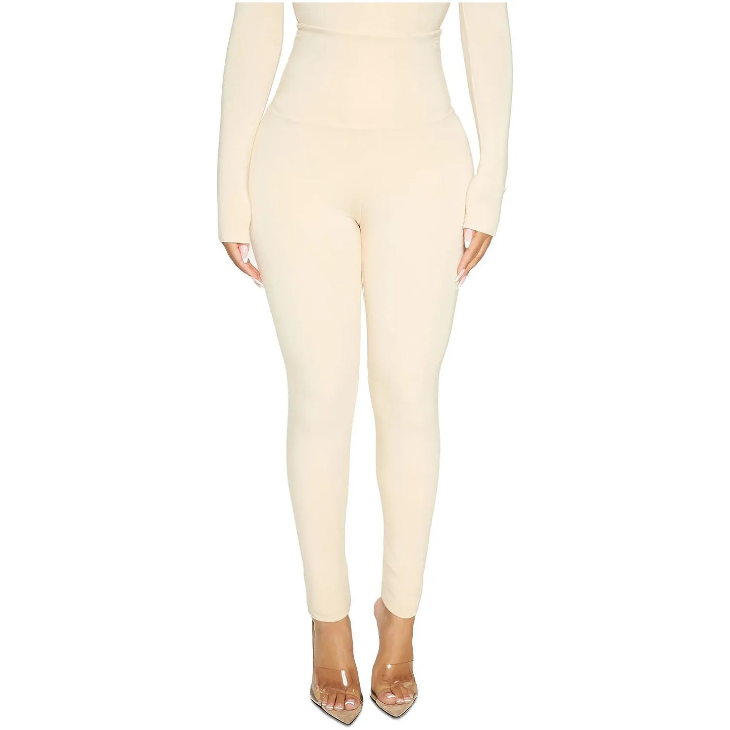 The NW Wide Waistband Leggings, Tan/Beige, Size: L