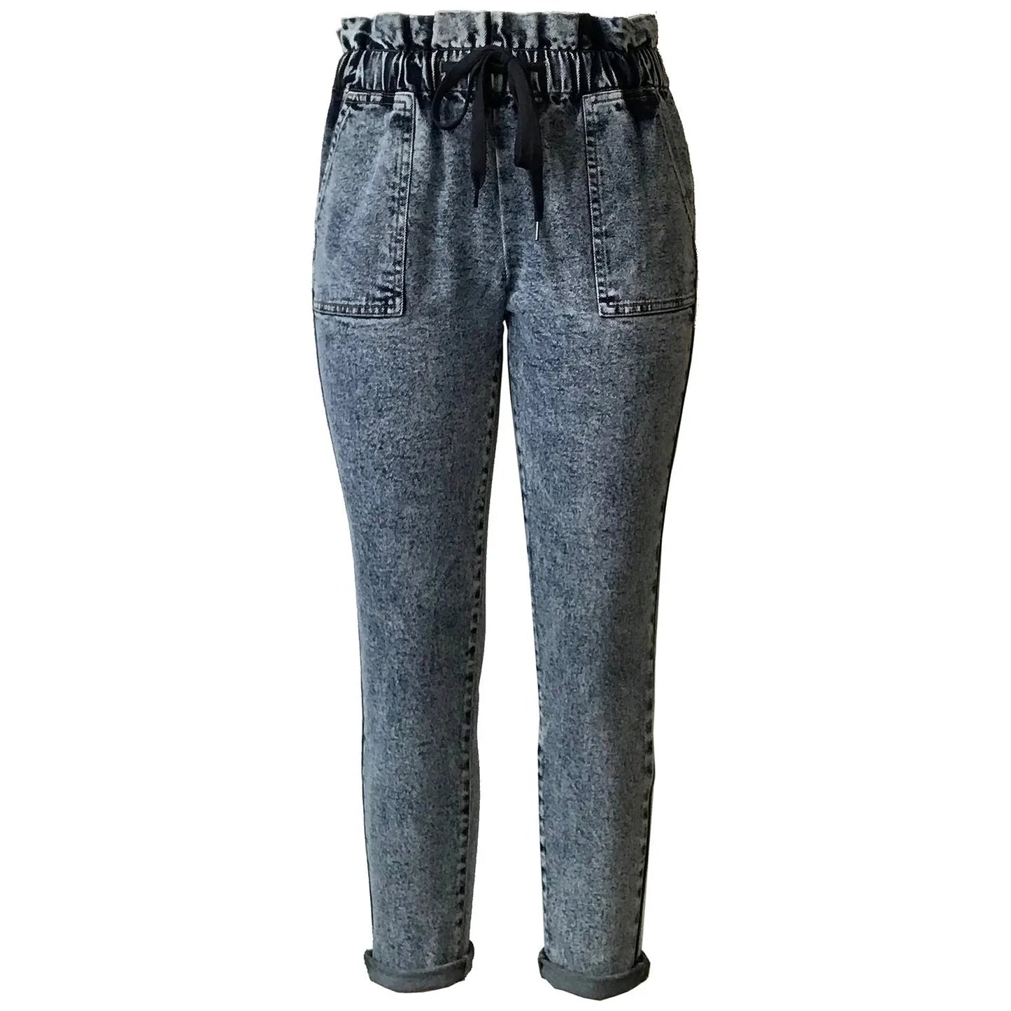 Tinseltown Juniors Drawstring Paperbag-Waist Jeans , Gray, Size: 5
