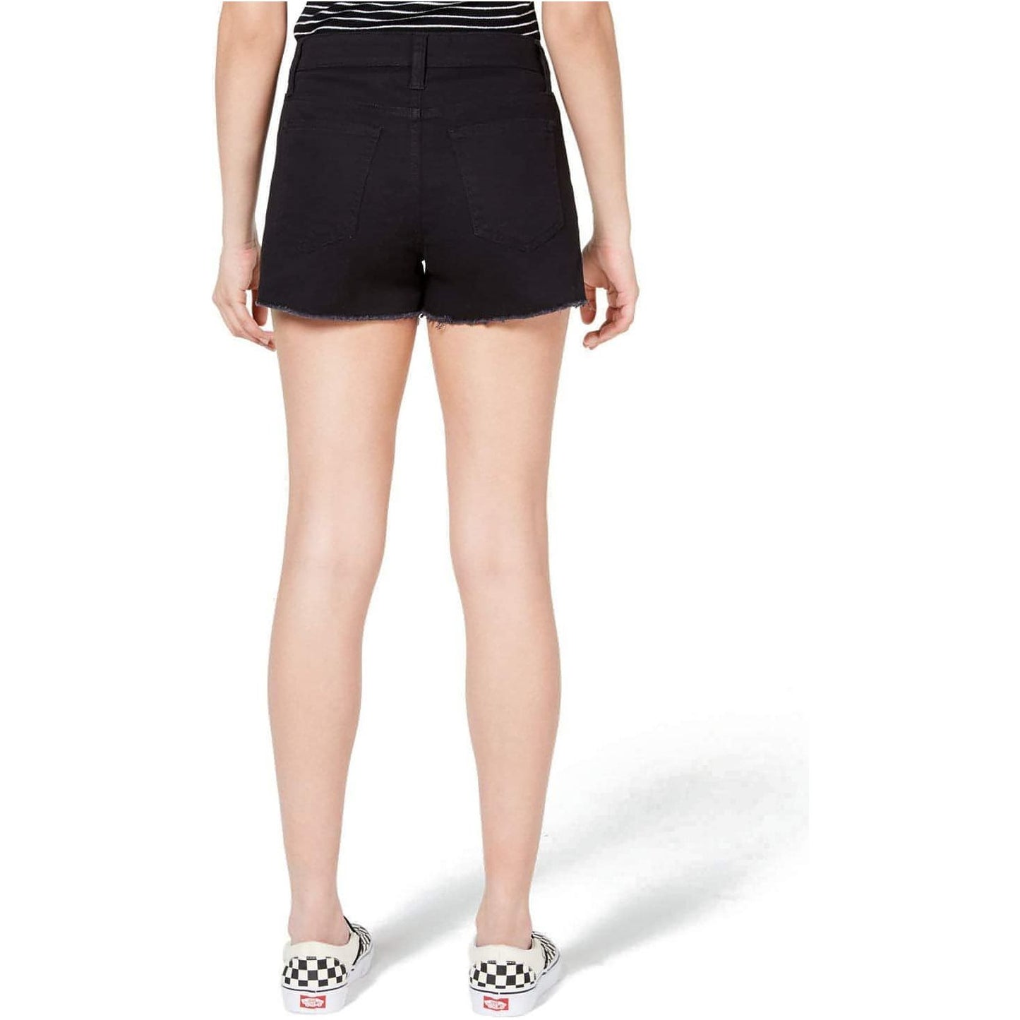 Tinseltown Juniors Frayed Denim Shorts, Black, Size: 9 - Brandat Outlet