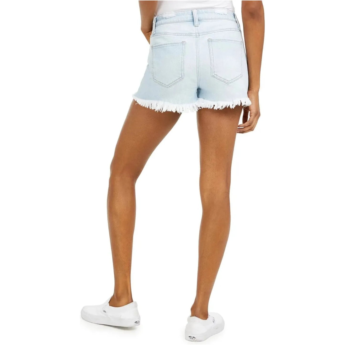 Tinseltown Juniors Frayed Denim Shorts, Blue, Size: 9 - Brandat Outlet