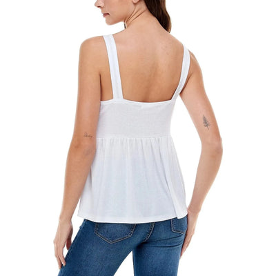 Ultra Flirt Juniors' Henley Babydoll Tank Top - White - Brandat Outlet