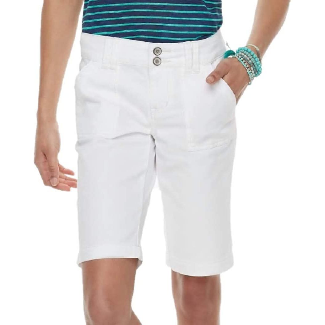 UNIONBAY Juniors' Blanche Bermuda Women's Shorts - White (Size 9) - Brandat Outlet