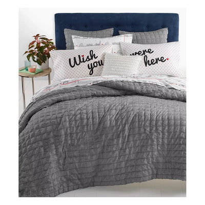 Martha Stewart Collection-Whim by Martha Stewart Collection Seersucker Comforter set 3 pieces Gray(Size: King 264cm X 228cm) - Brandat Outlet