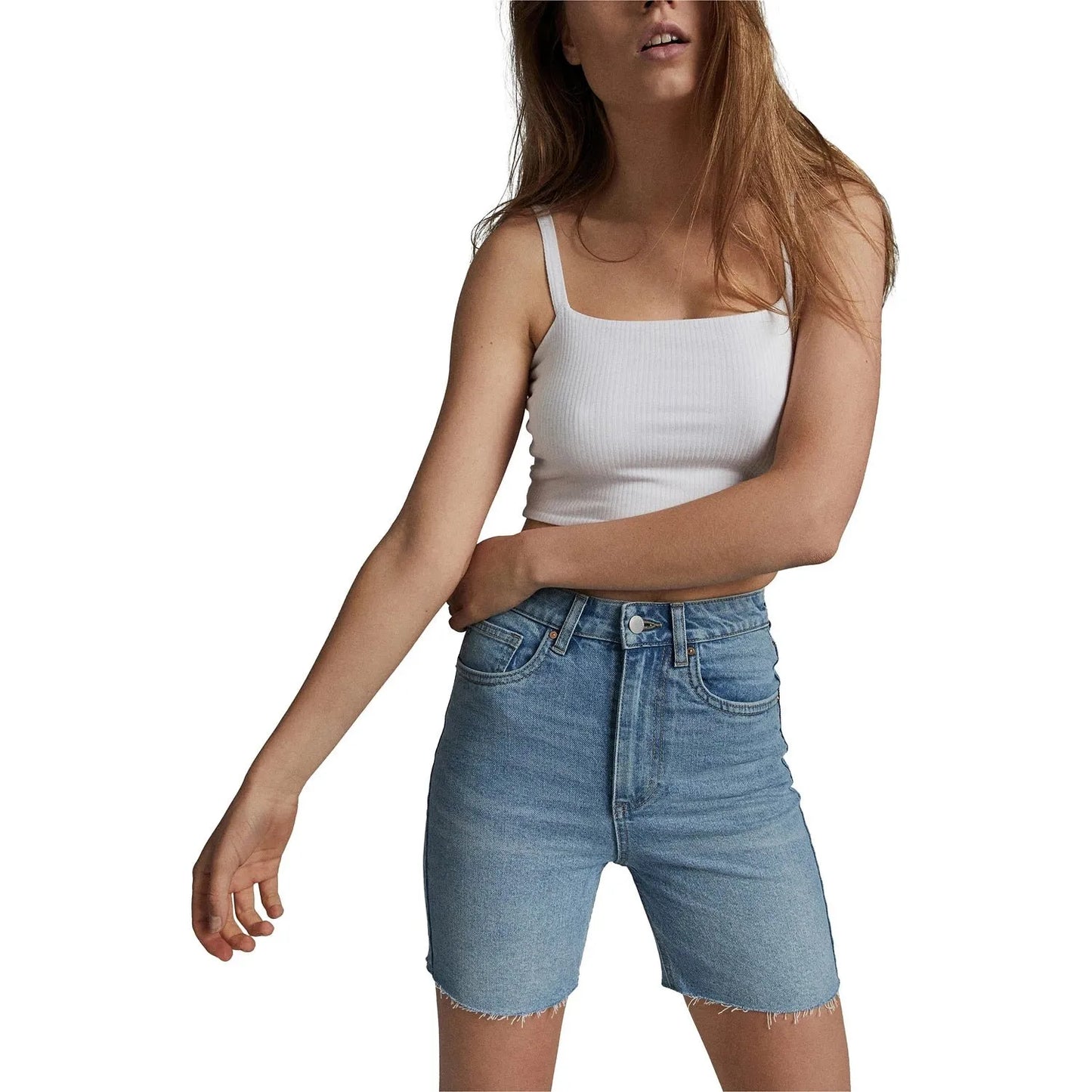Bermuda-Womens Stretch Slim Denim Bermuda Shorts, Blue, Size: 6 - Brandat Outlet