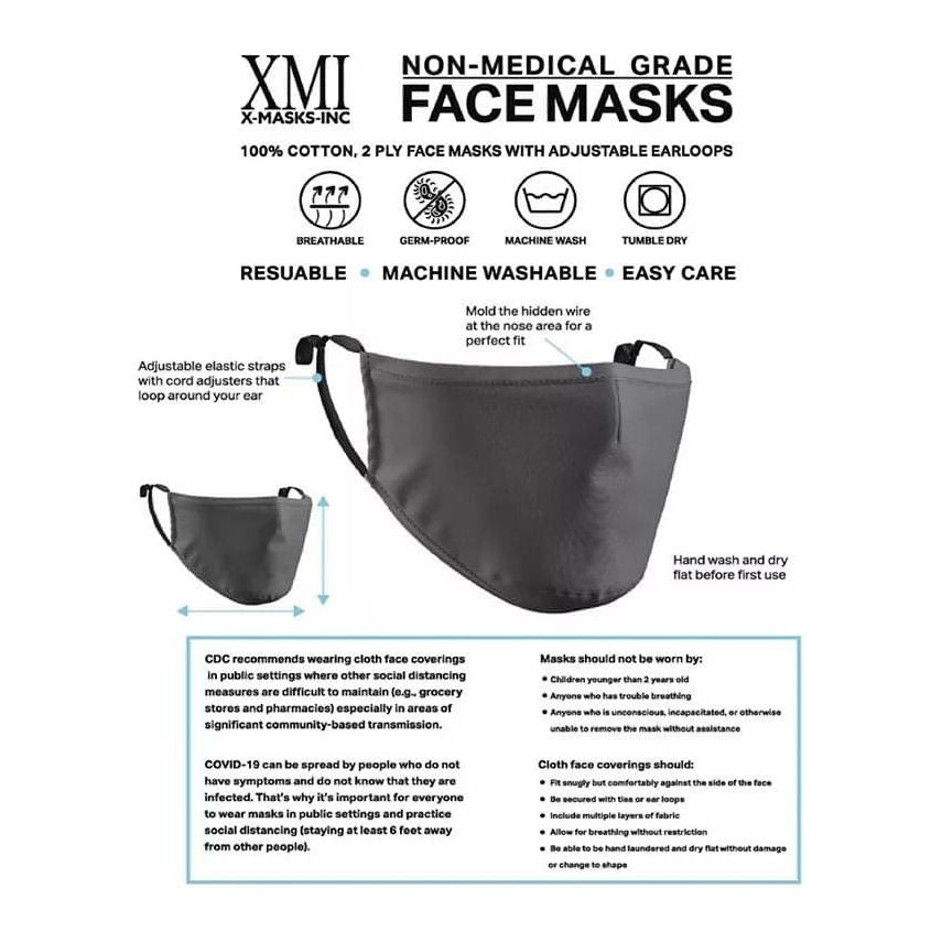 XMI-XMI Adult Fashionable Cotton Face Mask, Pack of 5 (One Size Fits All) - Brandat Outlet